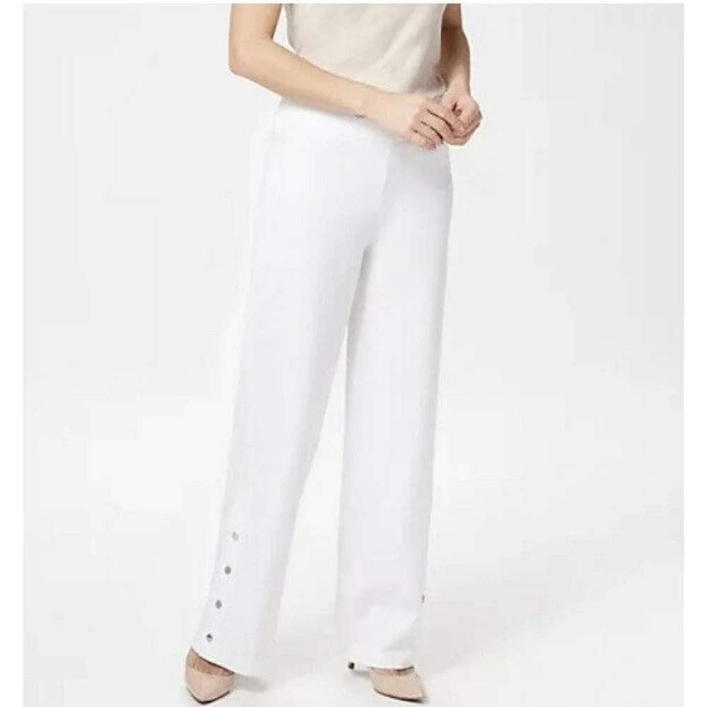Isaac‎ Mizrahi Stretch Wide Leg Snap Detail Pants